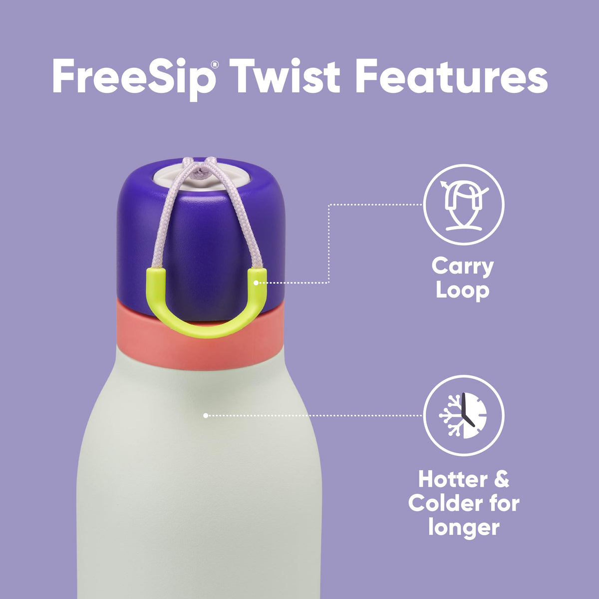 FreeSip Twist Stainless Steel Water Bottle 18 oz Minty Horizons (Minty Horizon / 18 Ounces)