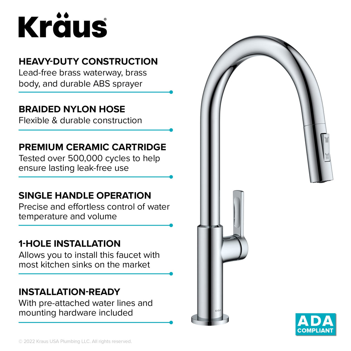 Chrome Single Handle Pull Down Kitchen Faucet KPF (Pull Down Faucet / Chrome)