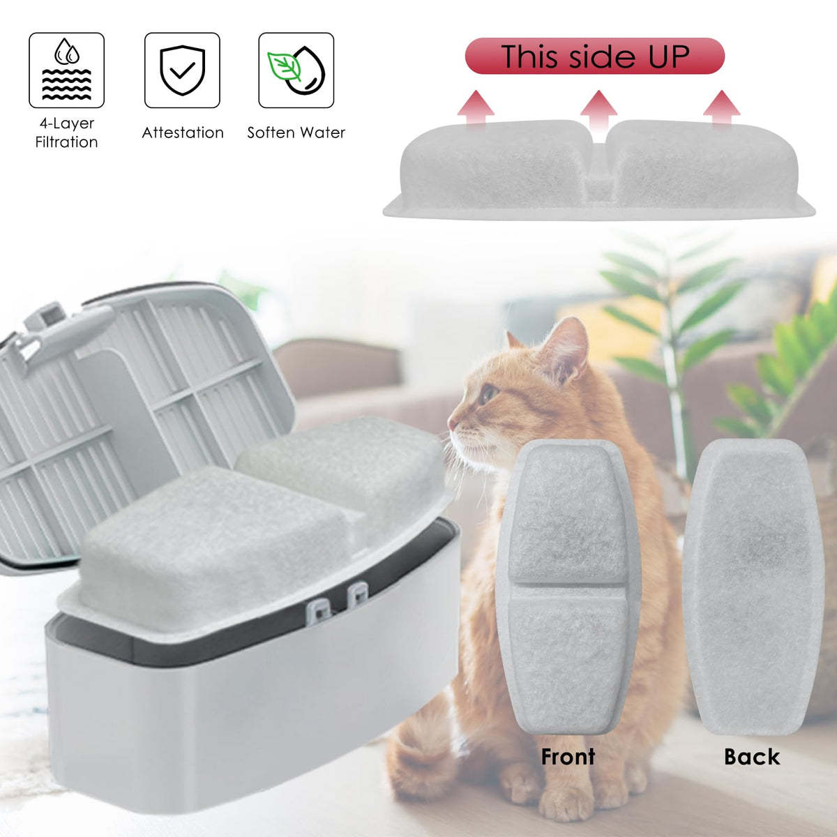 20 Pcs Cat Water Fountain Filters Compatible with 3.2L and 7L Dog Water Fountain (10+10 Pack)