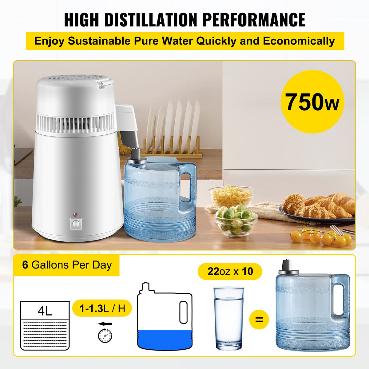 Pure Water Distiller 750W (White)