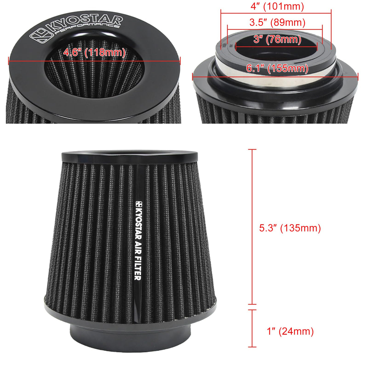 Universal 3 3.5 (3/3.5/4" (75/89/100mm), Black)