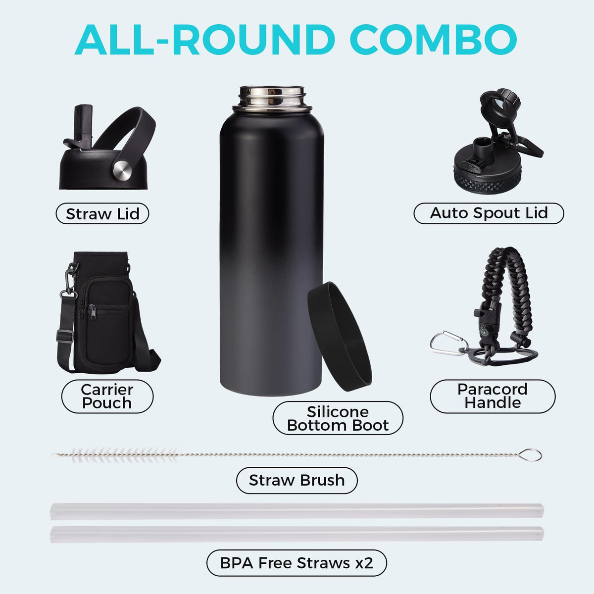 40 oz Water Bottles Insulated (Piano Night / 40 Ounces)