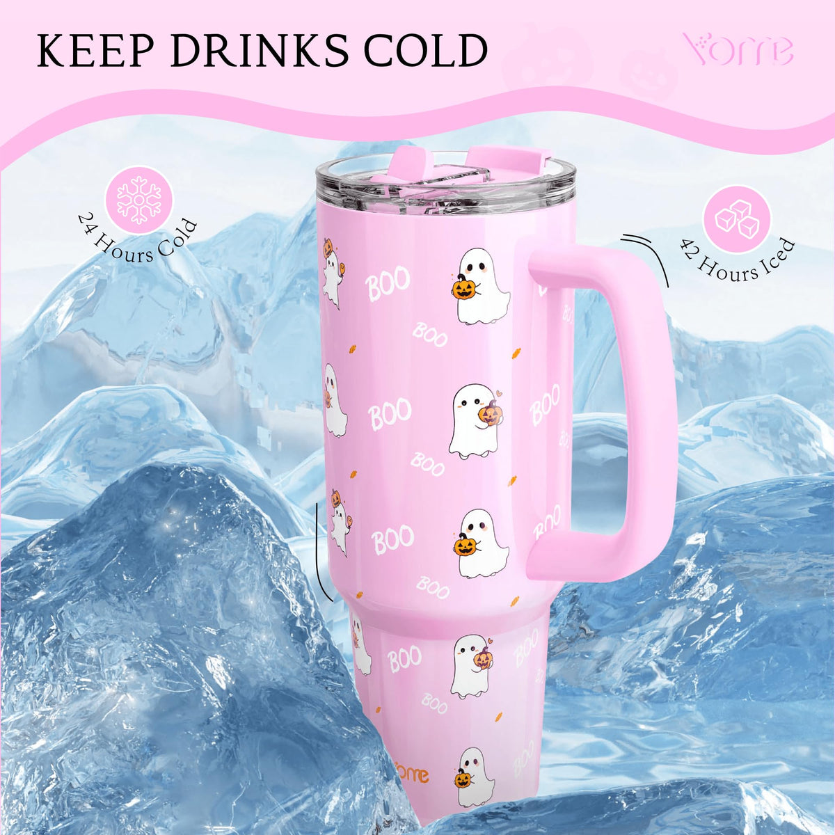 40 oz Halloween Tumbler with Handle and Flip Straw for Women (Halloween)