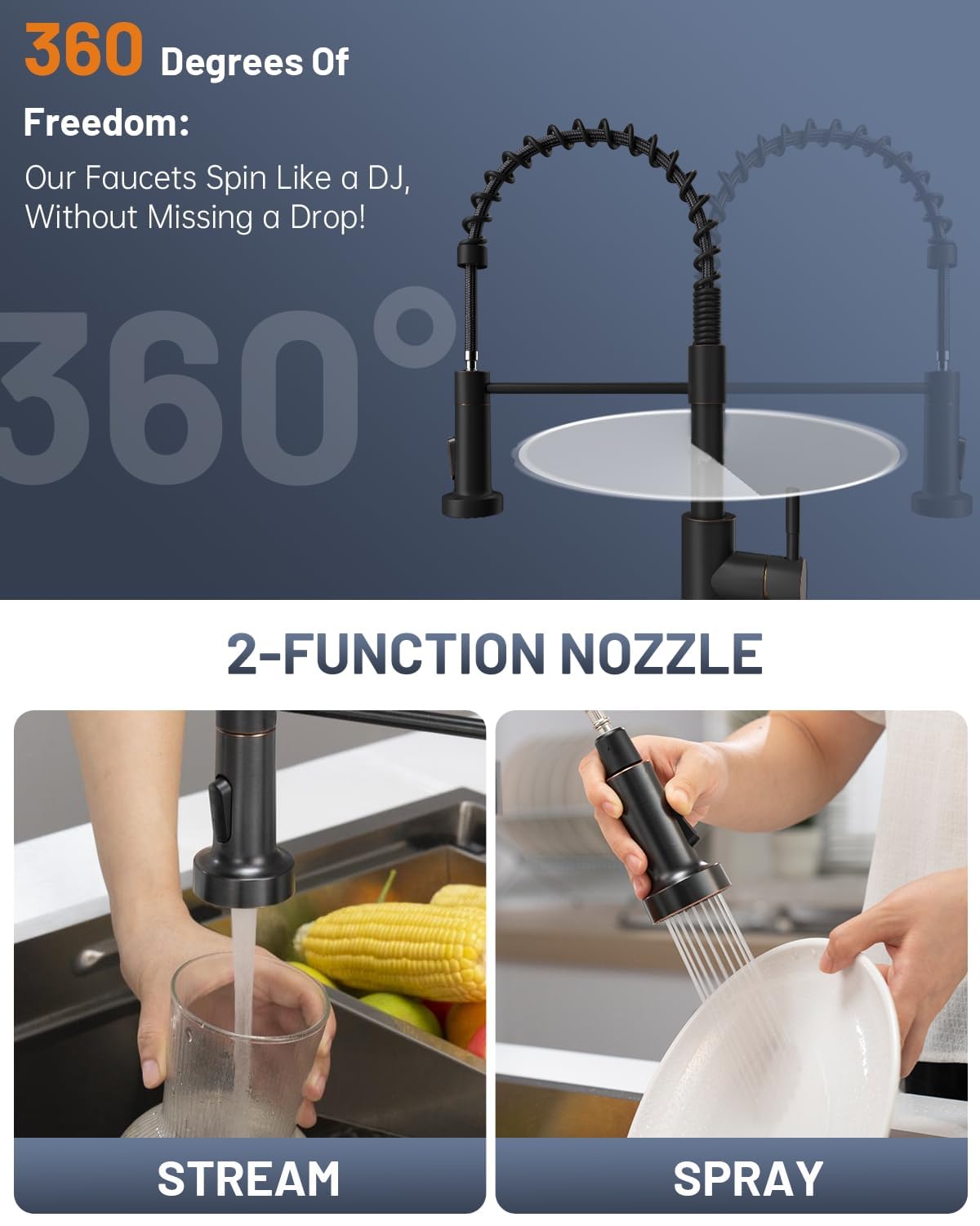 Spring Style Kitchen Faucet with Soap Dispenser Oil Rubbed Bronze (Oil Rubbed Bronze)