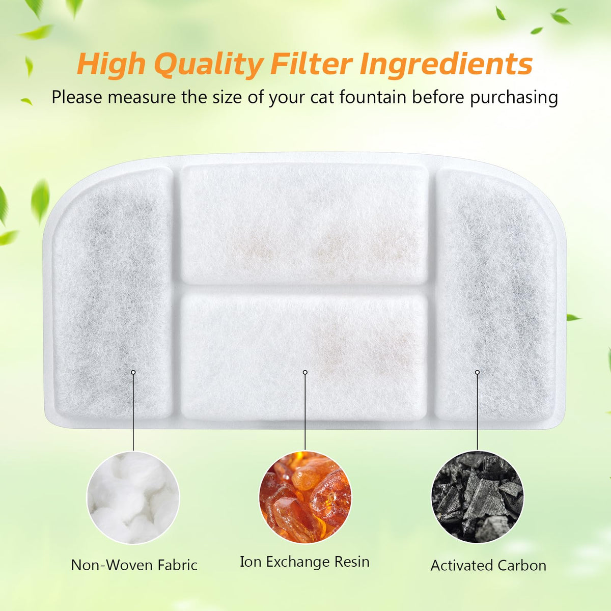 5L Wireless Cat Water Fountain Filters 6 Pieces Triple Filtration System Replacement Filter Fit for 5L Cat Pet Fountain