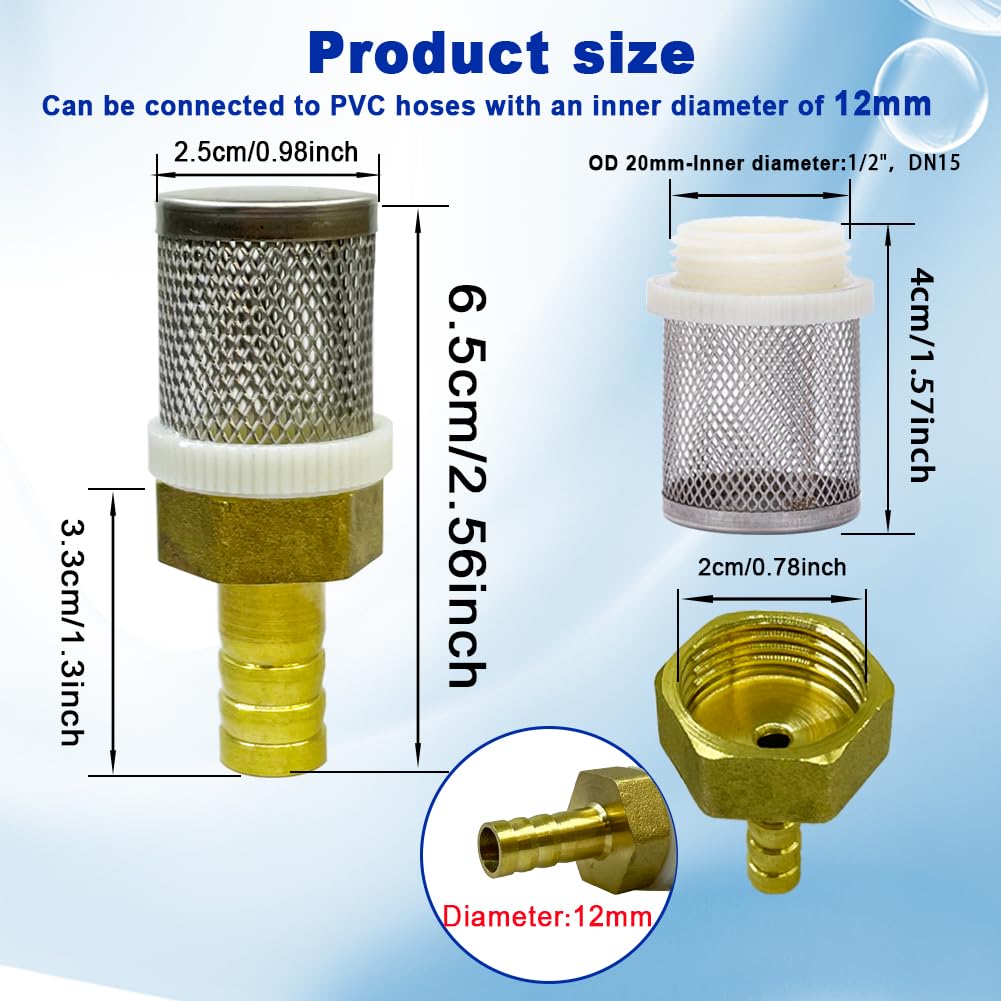 12mm Inline Strainers Filter Copper Tube Joint 12mm Diameter Hose Connection (Diameter 12MM)