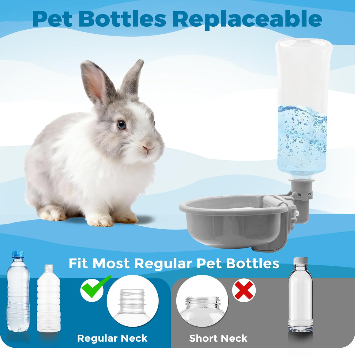 Anti Splash Pet Water Bowl for Crates (23oz / A-Grey)