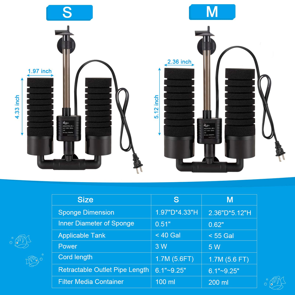 Aquarium Sponge Water Filter (Large)