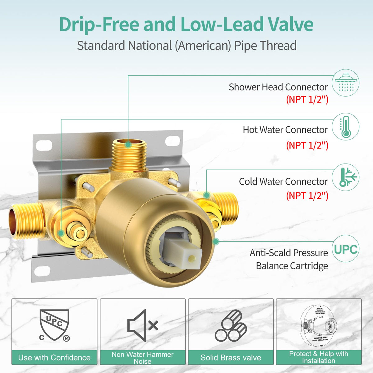 Dual 2 in 1 Shower System with Handheld (Gold)