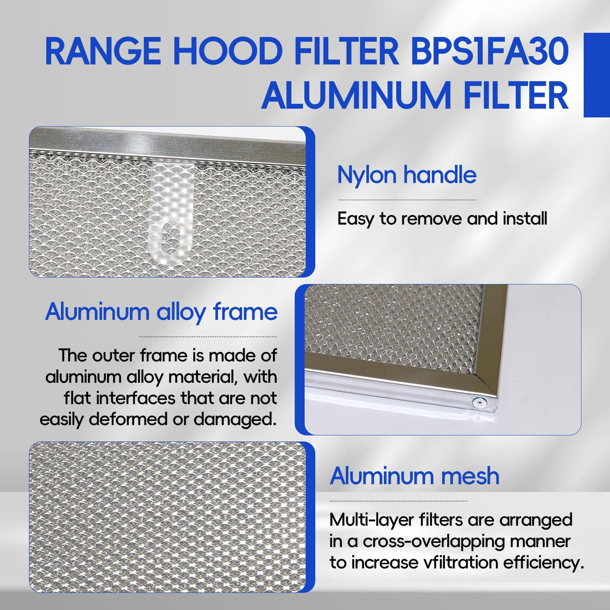 BPS1FA30 Range Hood Filter 11 (Stainless Steel Frame: 4-Pack)