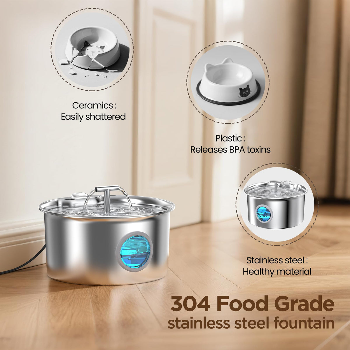 Cat Water Fountain Stainless Steel