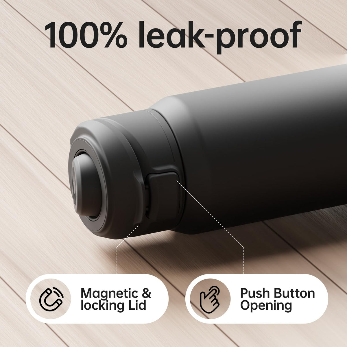 Insulated Magnetic Water Bottle (Black / 24 Ounces)