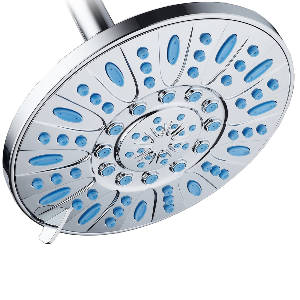 7-inch 6-Setting Rainfall Showerhead with Anti-Microbial Microban Protection from Mold, Mildew, and Bacteria - Clog-Free Wave Blue Jets, Chrome Finish (Chrome / Wave Blue Jets)