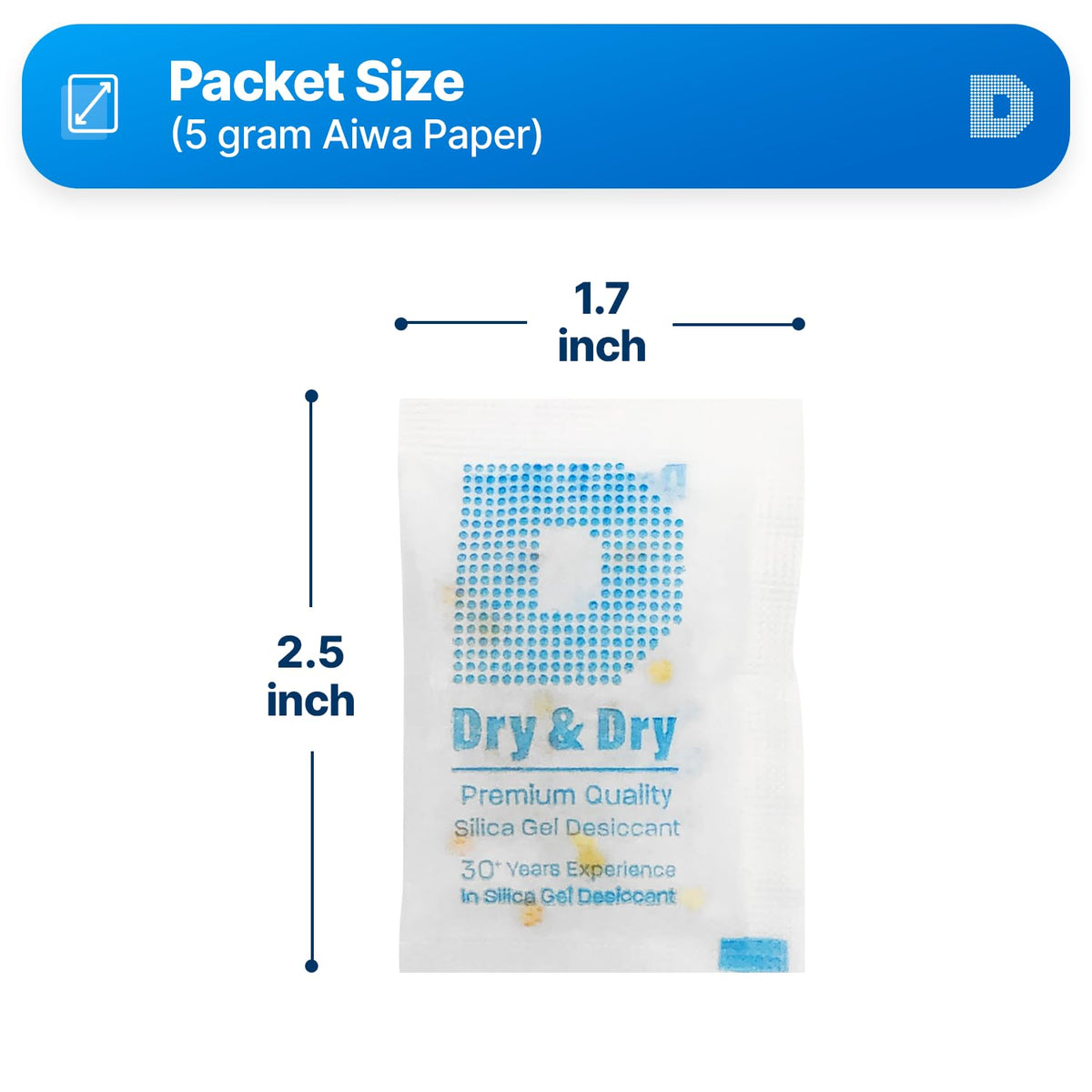 5 Gram Premium Orange Indicating Silica Gel Packets (5 Gram)