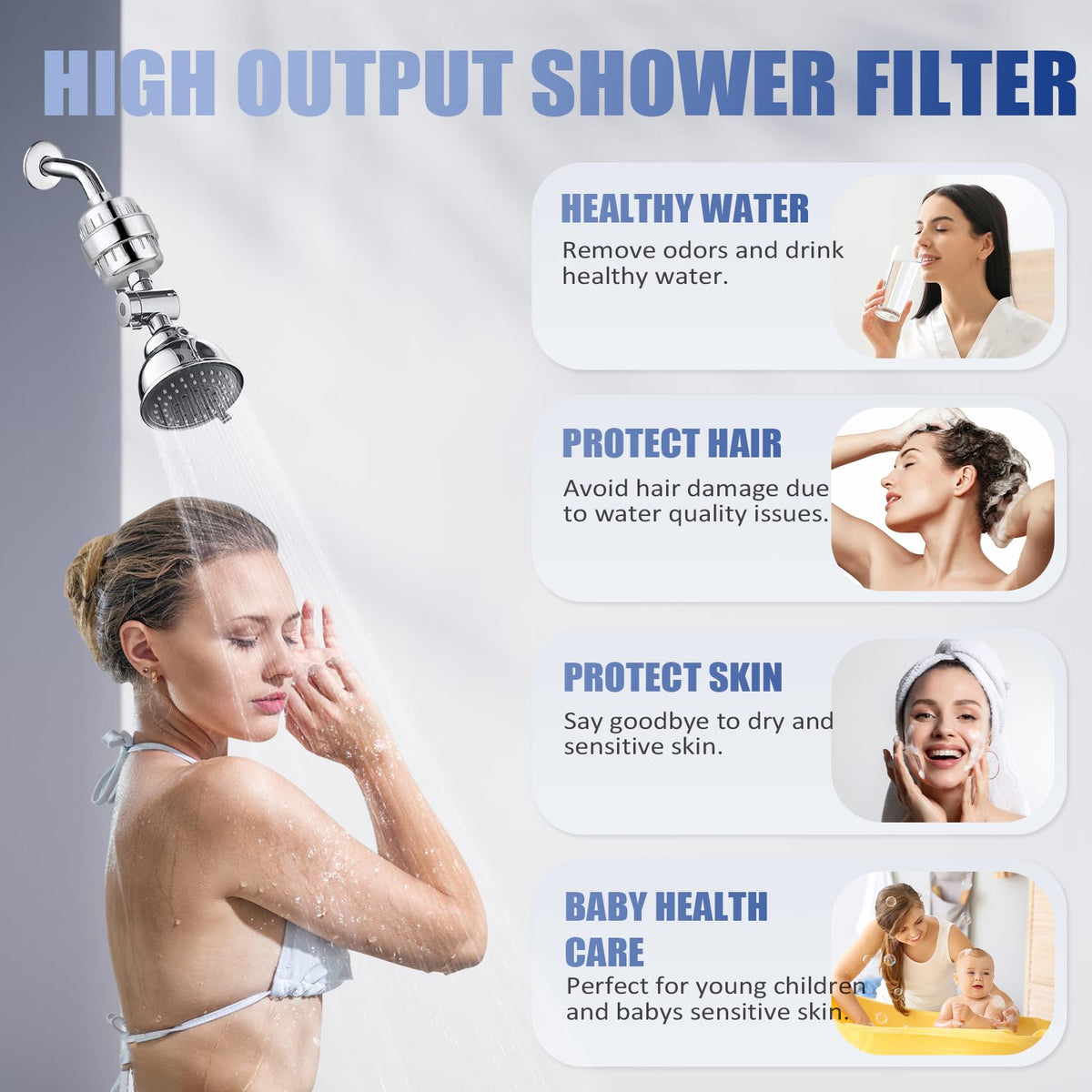 ShowerHeadFilterforHardWaterwith4CartridgesReplacements (Chrome / Shower Water Filter with 4 Cartridges)