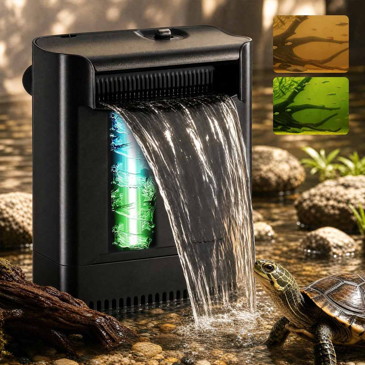 Turtle Tank Filter Aquarium Filter w (Large for 20-75 Gal)