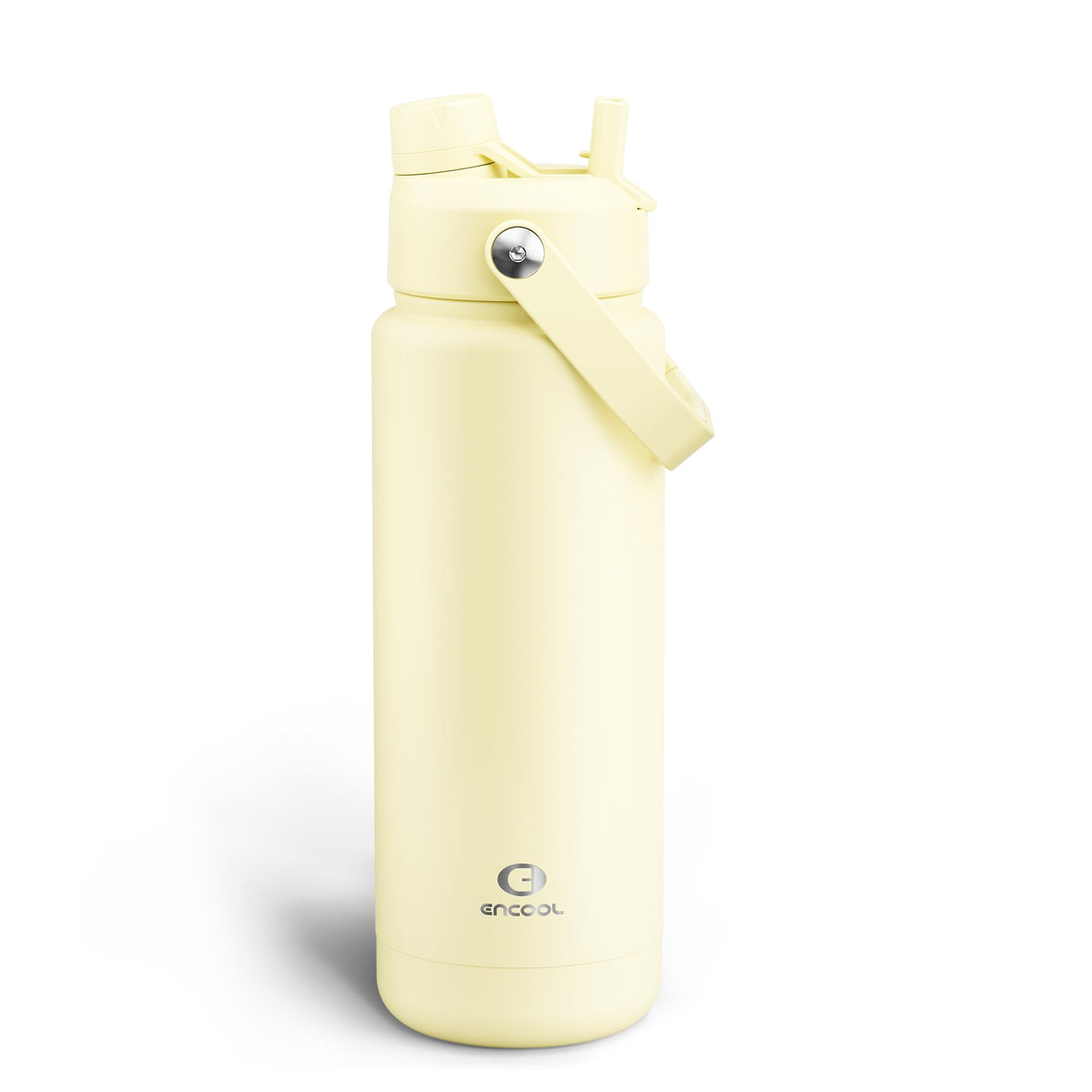 Insulated Water Bottle with Straw Stainless Steel Water Bottle (32 Ounces / Light Vanilla)