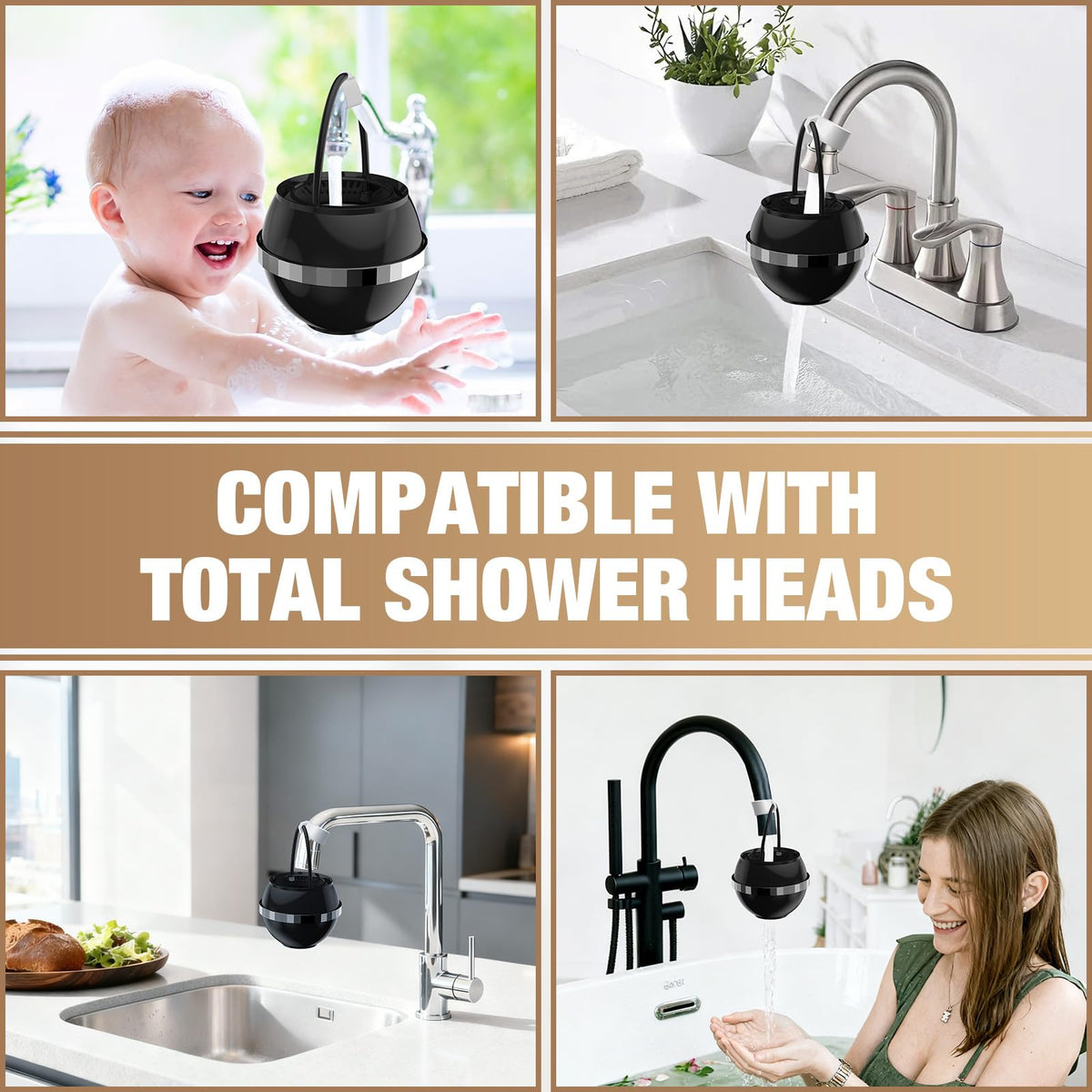 Bath Water Filter for Tub Faucet with Overflow (Enhanced KDF55 / Black)