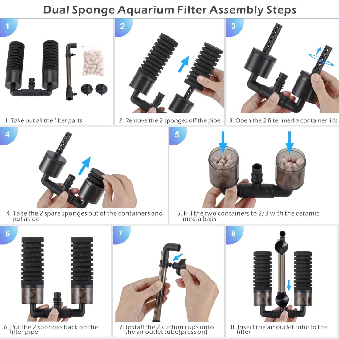 Sponge Filter (S for 10 to 40-gallon tank)