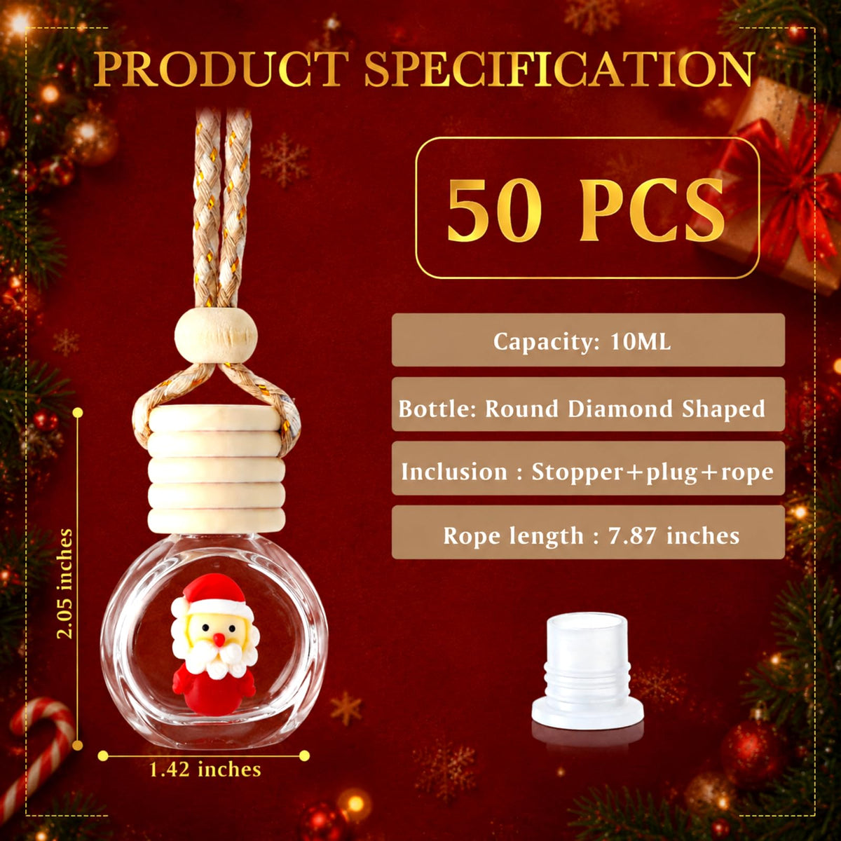 10 Pcs Car Diffuser Bottle Empty Bulk Christmas Hanging Freshener Bottle