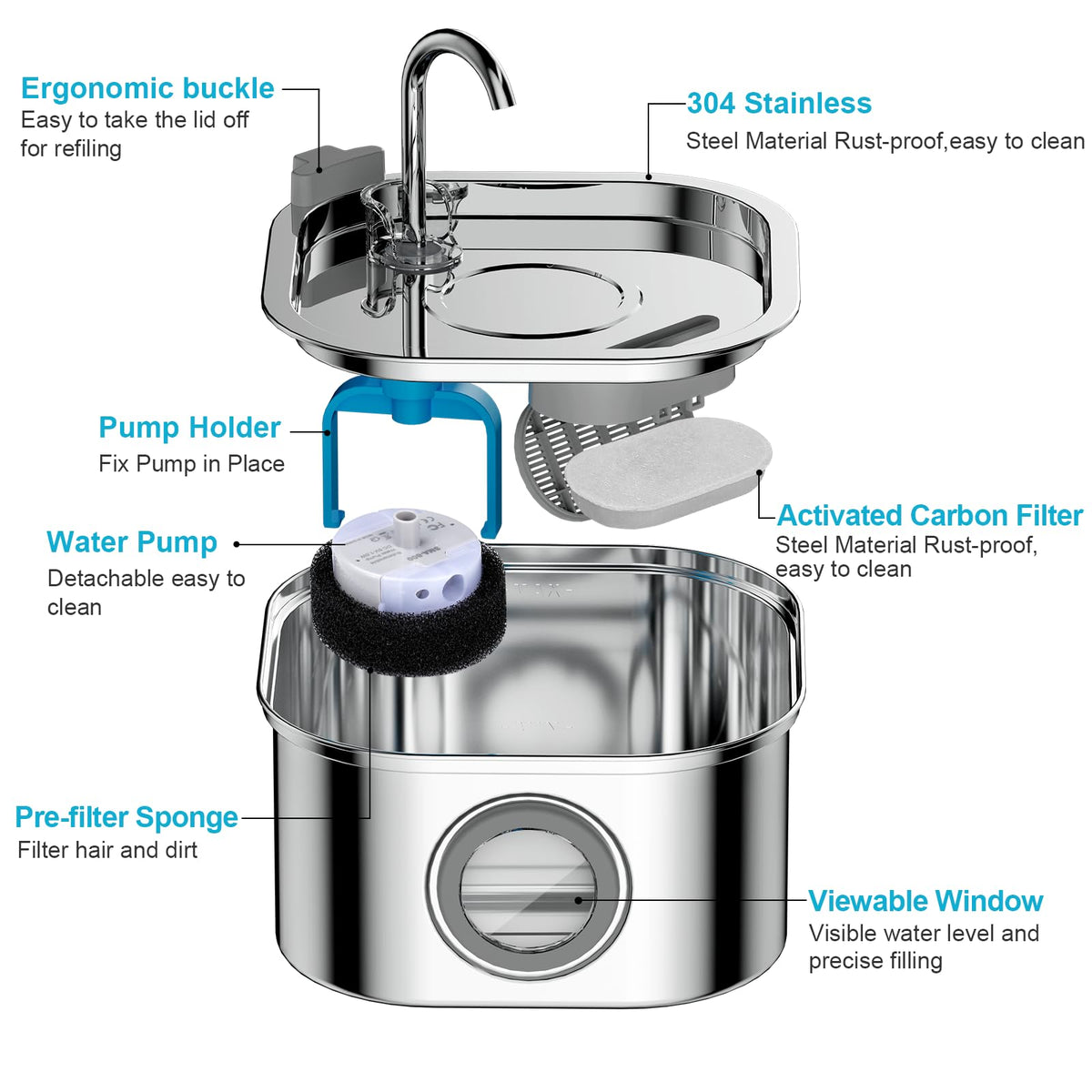 Cat Water Fountain Stainless Steel