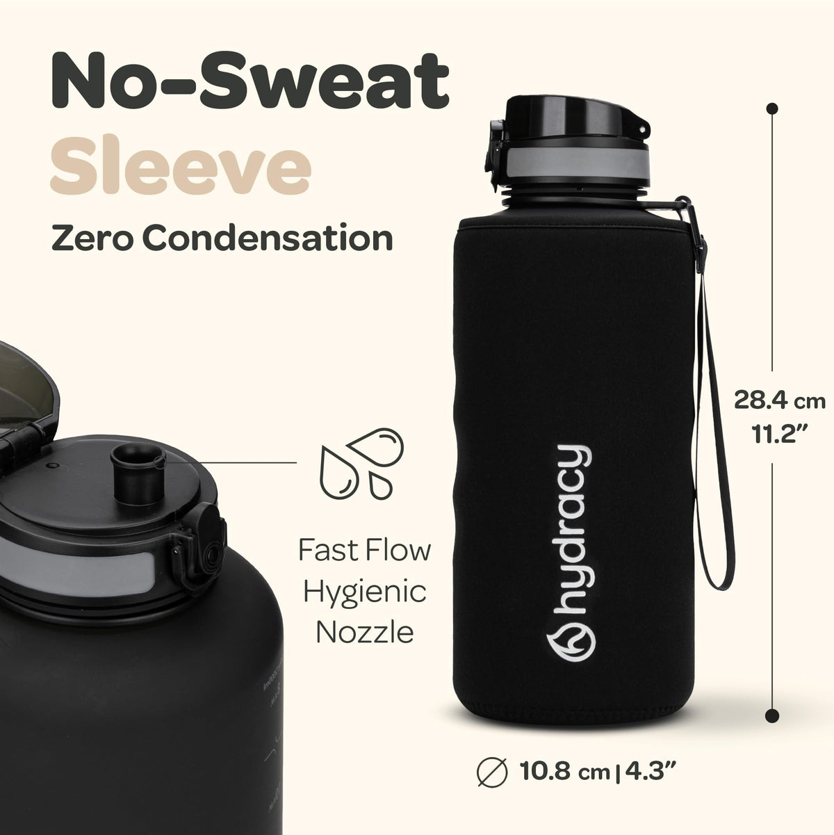Motivational Water Bottle with Time Marker & Fruit Infuser 64 oz (Space Grey / 64 Ounces)