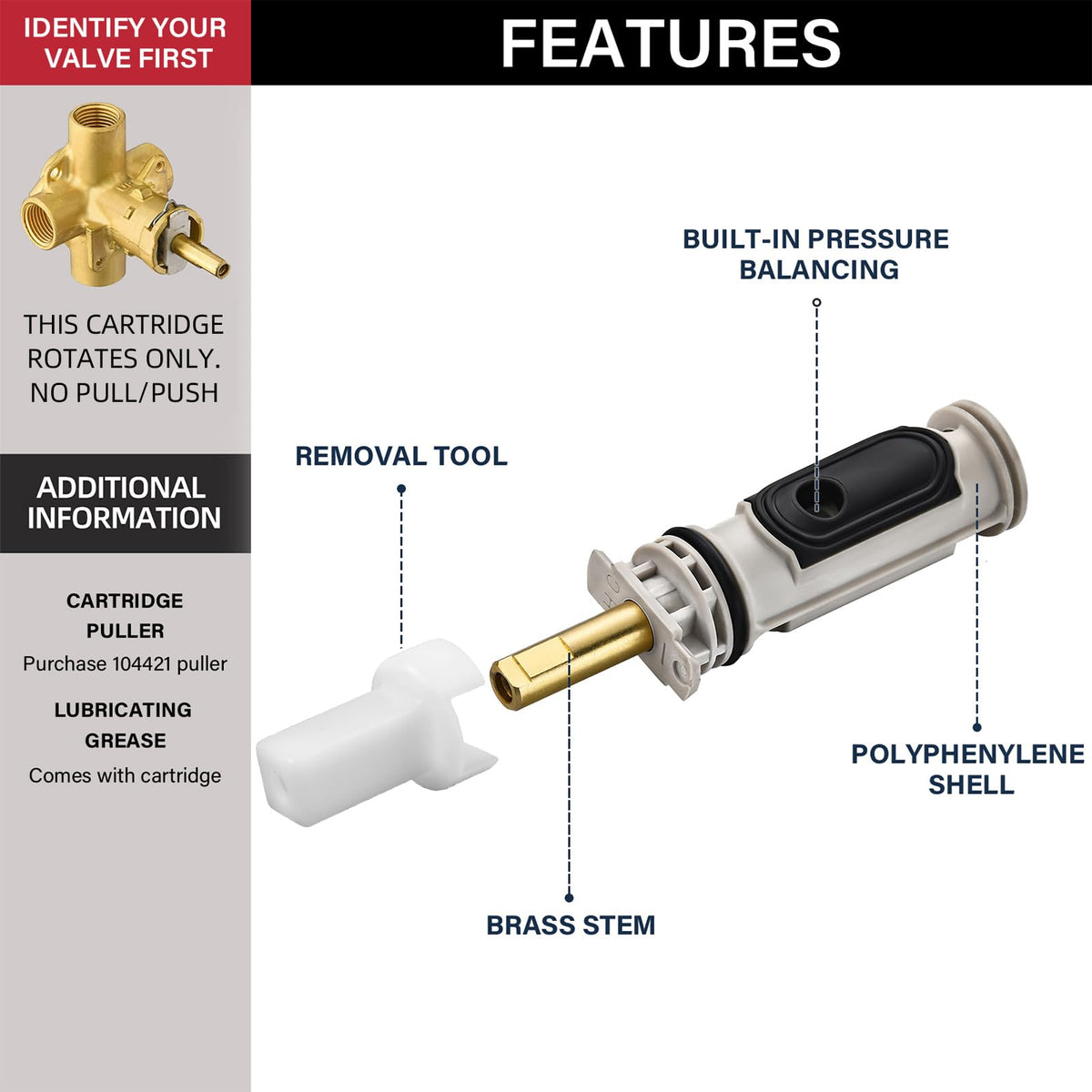 Shower Cartridge Kit Compatible with Moen 1222 Replacement Cartridge