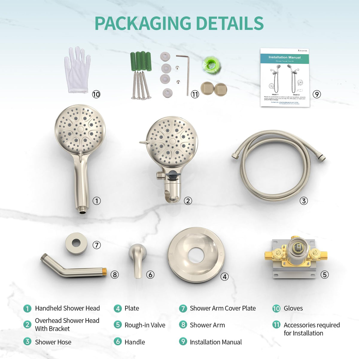 Dual 2 in 1 Shower System with Handheld (Nickel)