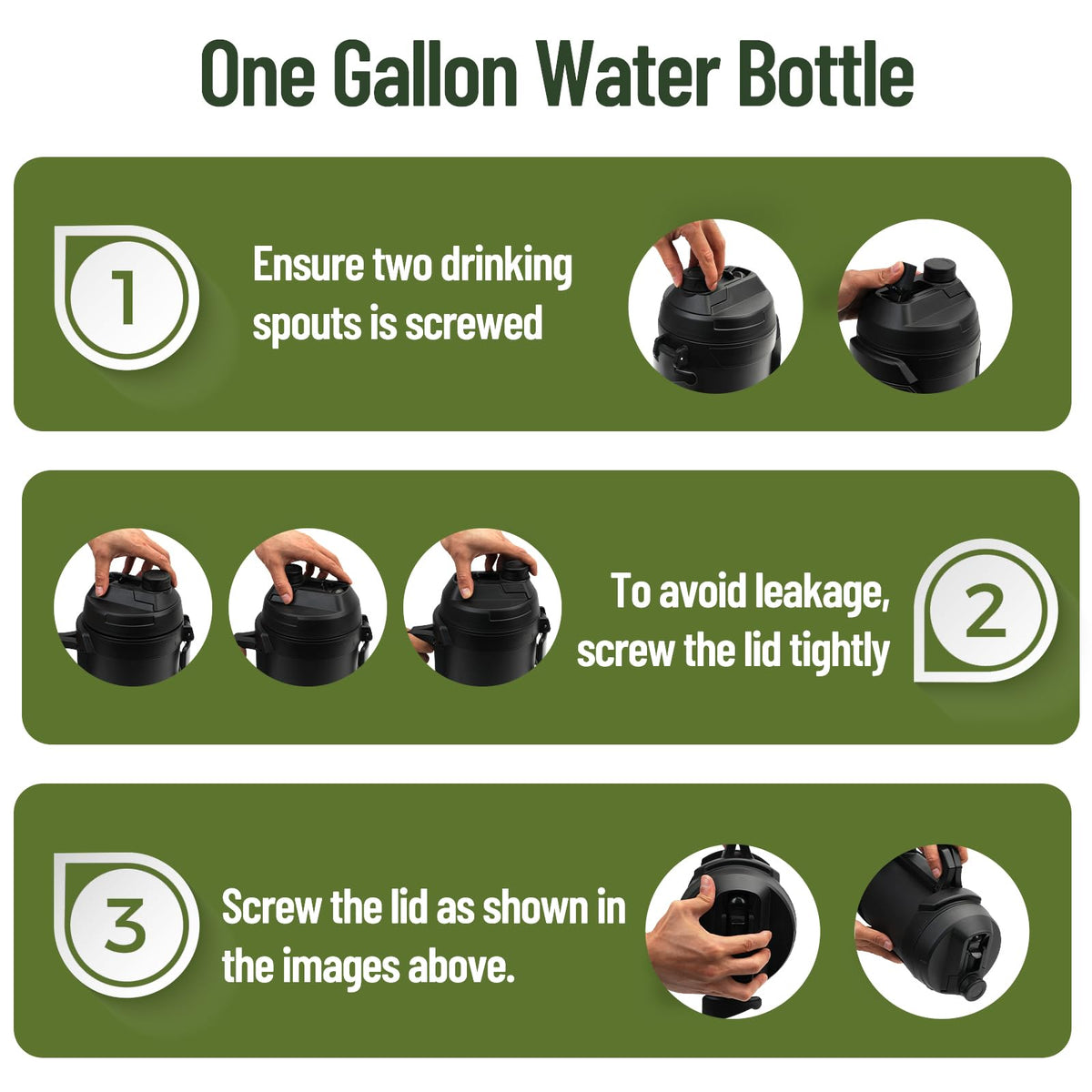 1 gallon water jug (Matte Black / 128 Ounces)