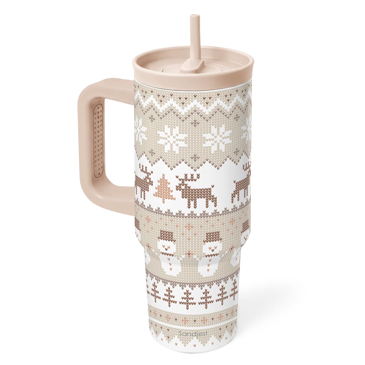 Holiday Season Stainless Steel Tumbler with Handle (Christmas)
