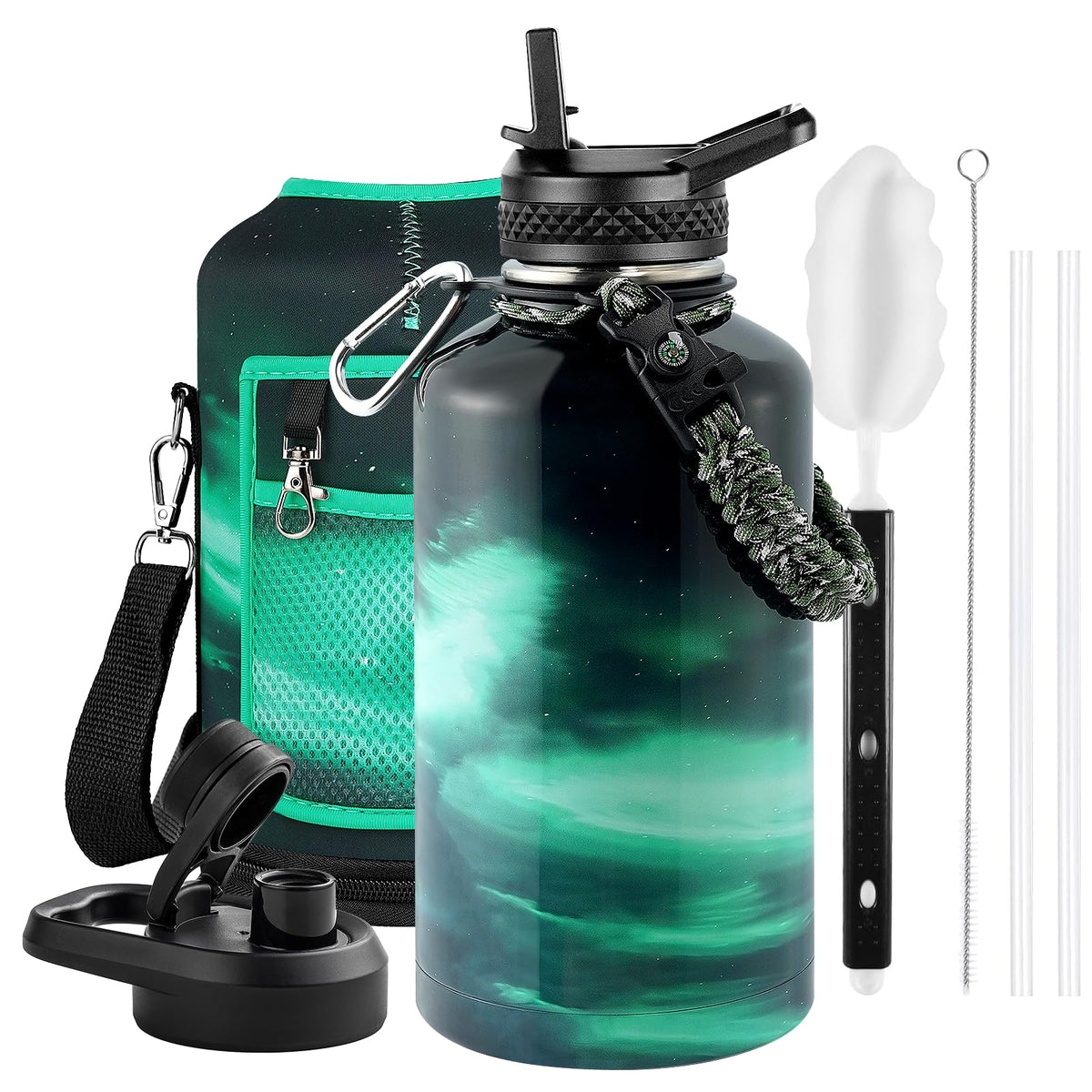 Insulated Water Bottle 64 oz (Aurora Green / 64 Ounces)