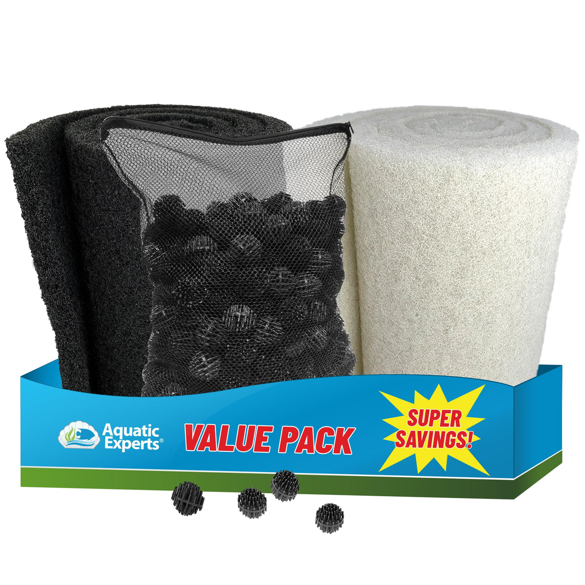 Koi Pond Filter Pad Bundle with Bio Balls (Pond Bundle – Pads + Bio Balls)