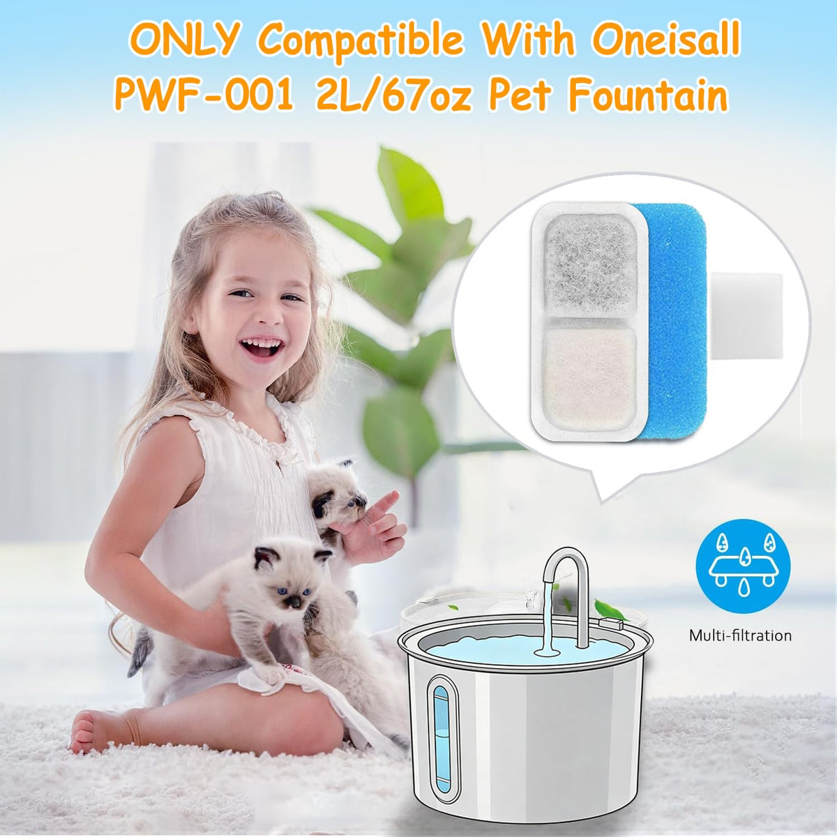 12 Set Cat Fountain Replacement Filters Compatible with oneisall PWF