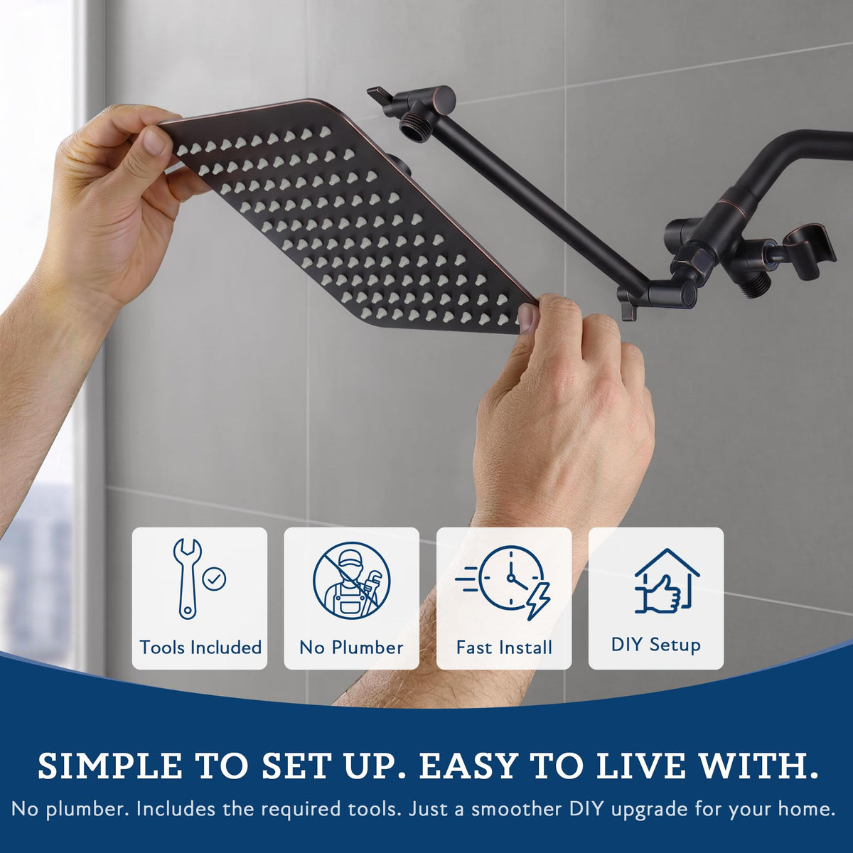 All Metal 8" Rain Shower Head with Handheld for Bathroom Upgrade (8 Inches / Oil Rubbed Bronze)