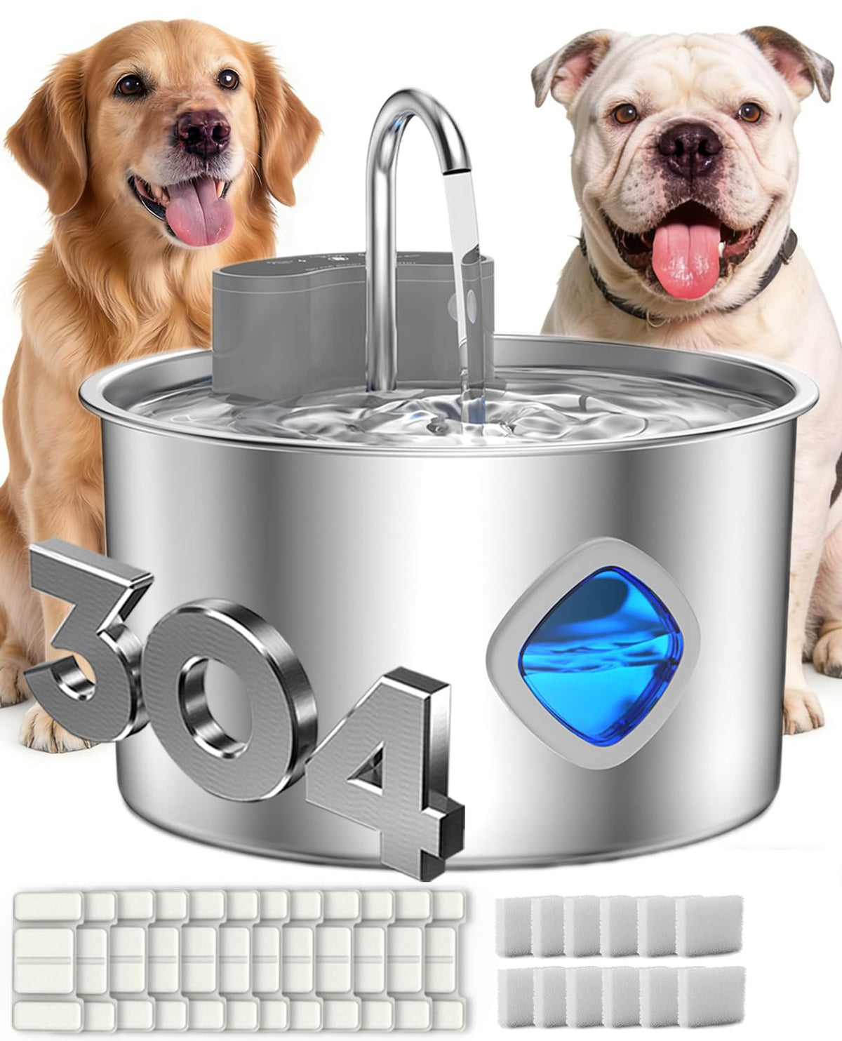 Water Bowl Cordless Dog Water Fountain with Faucet (Bowl+12Set Filter)