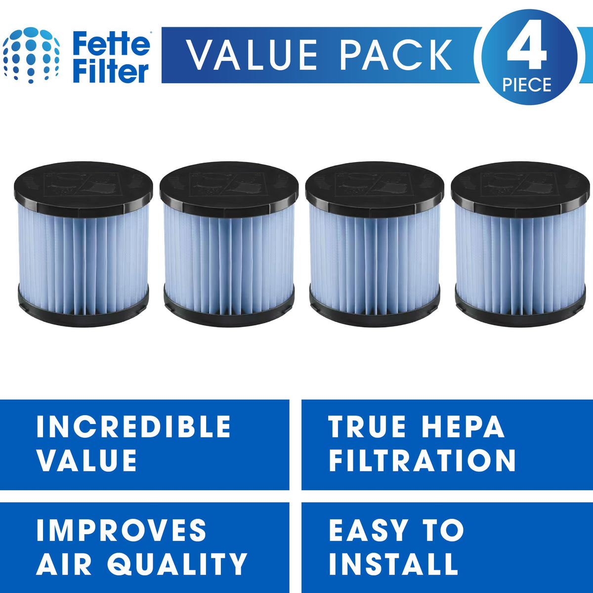 Fette Filter A32RF08 Fine Dust Replacement Filter Compatible With RYOBI 18V ONE+ P3240 (Pack of 2)