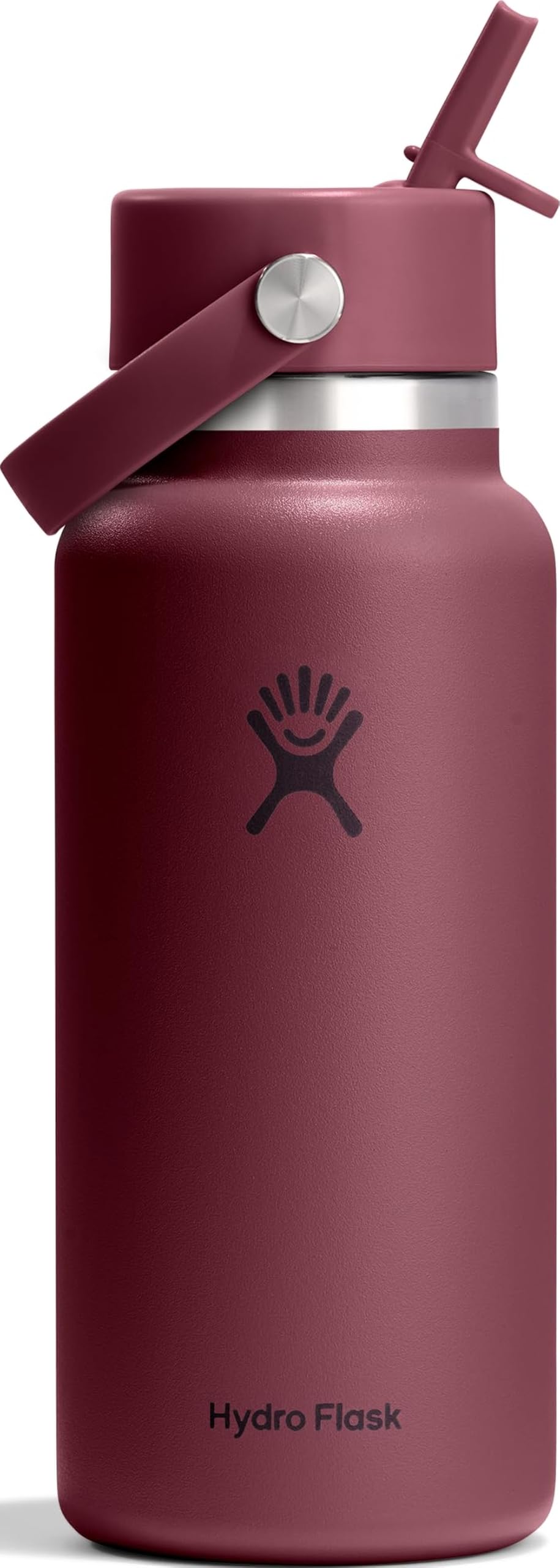 Burgundy Wide Flex Straw Cap Bottle 32 oz (Burgundy / 32 Ounces)