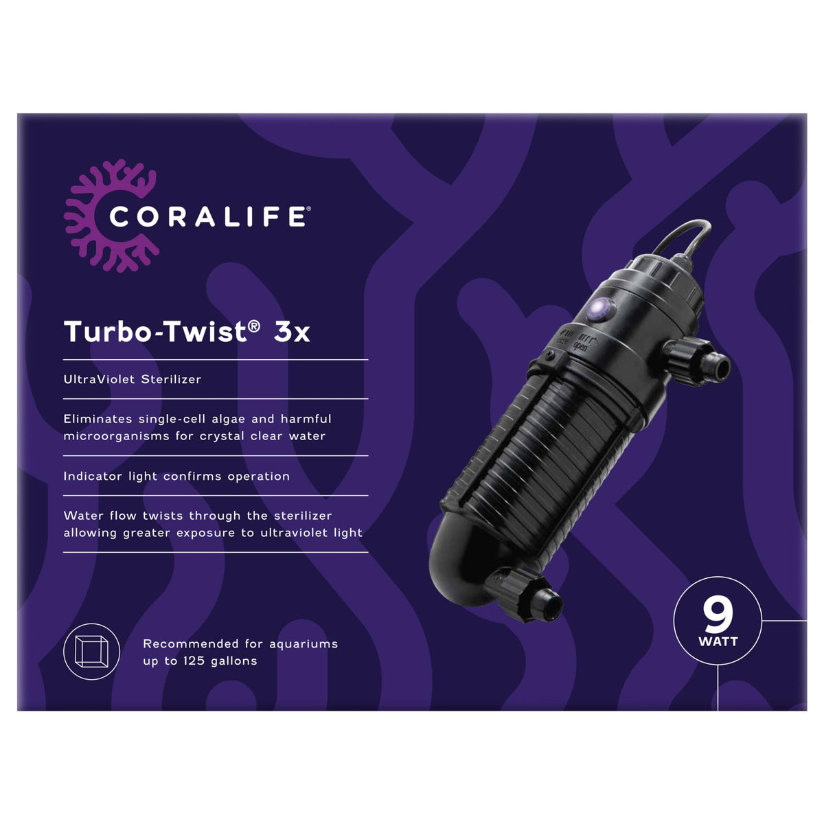 Turbo Twist 3X Aquarium UV Sterilizer (3X, 9 Watt, Up to 125 Gallons)