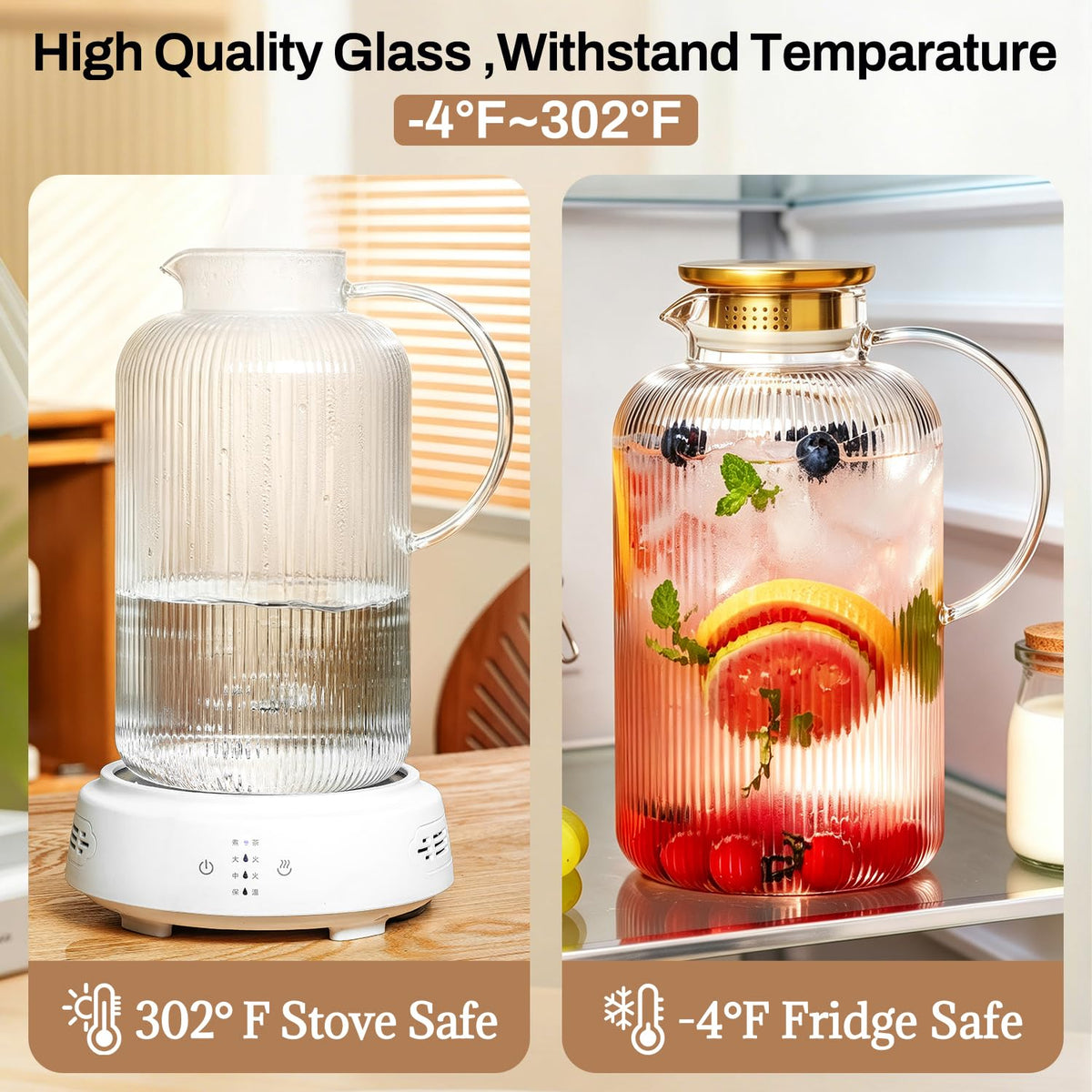 Glass Pitcher with Lid (Clear / 128 Ounces)