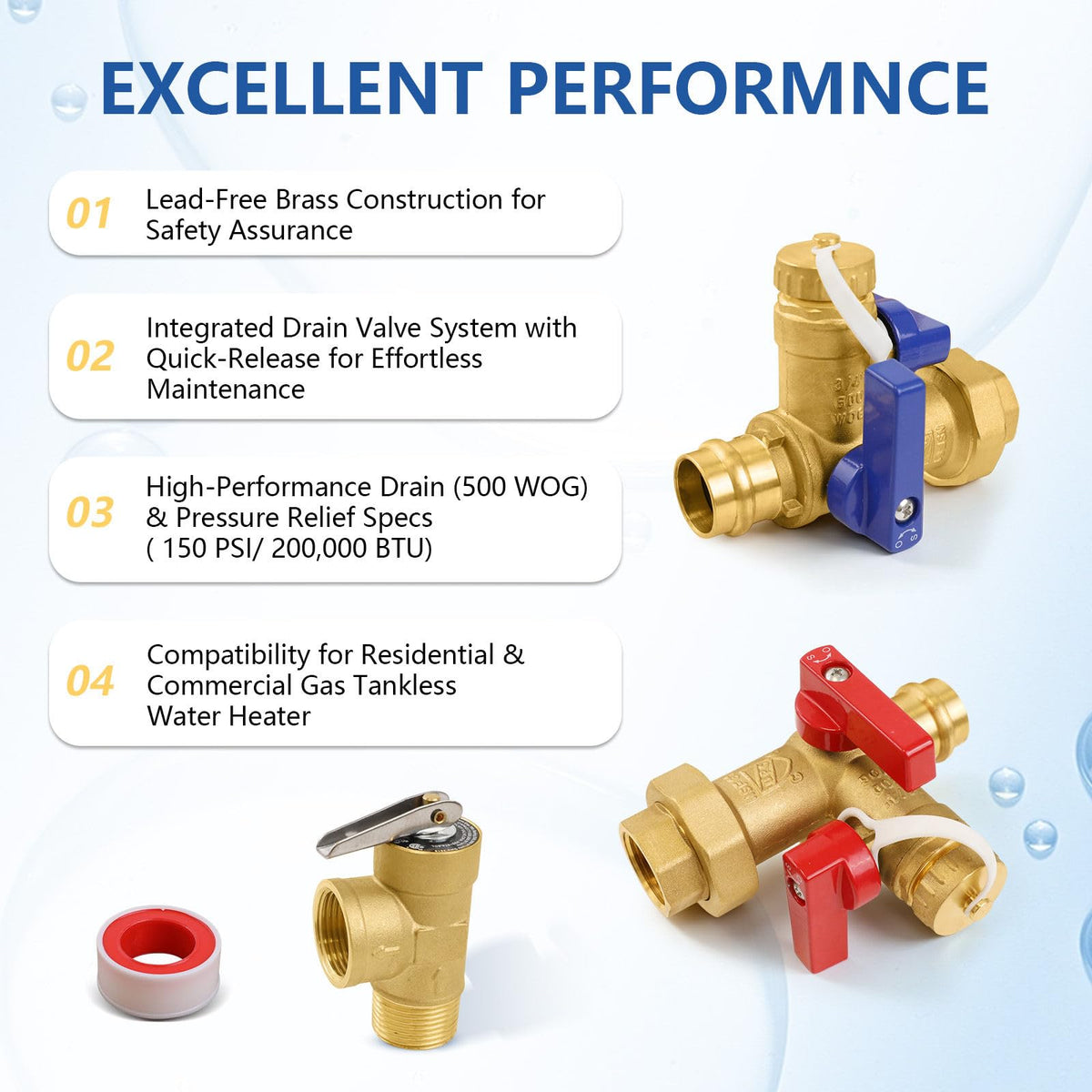 10Set GUOFIS Tankless Water Heater Service Valve Kit (Press)