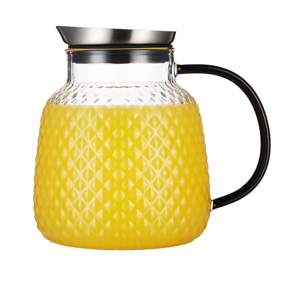 40 ounces “Pineapple Series” Glass Pitcher with Stainless Steel Lid (40 Ounces)