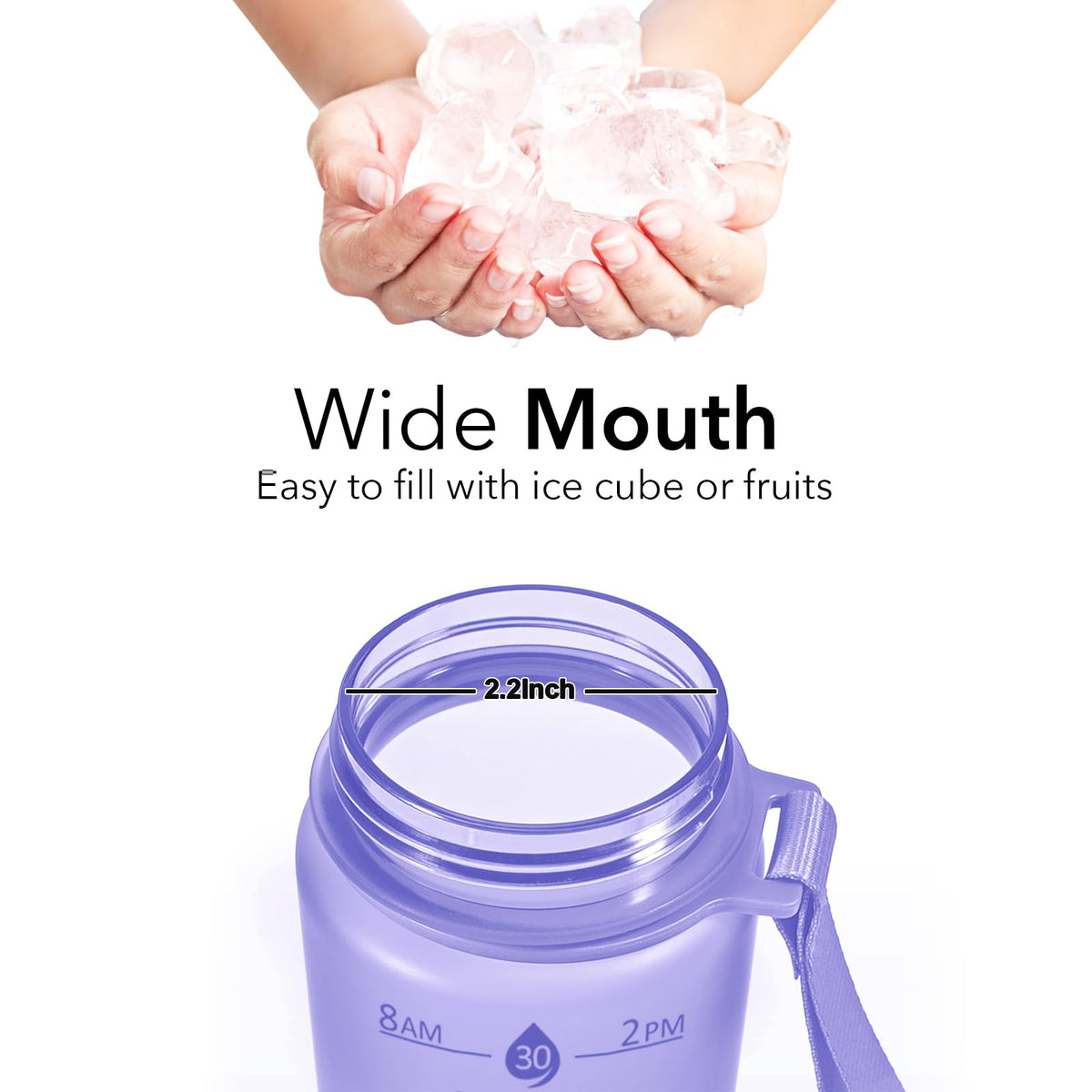 Plastic Water Bottle With Straw & Time Marker (Matte Lilac)