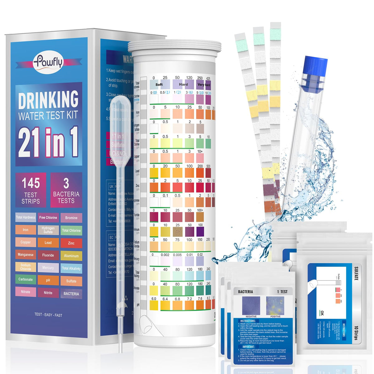 21 in 1 Drinking Water Test Kit (21 in 1 & 125 Strips)