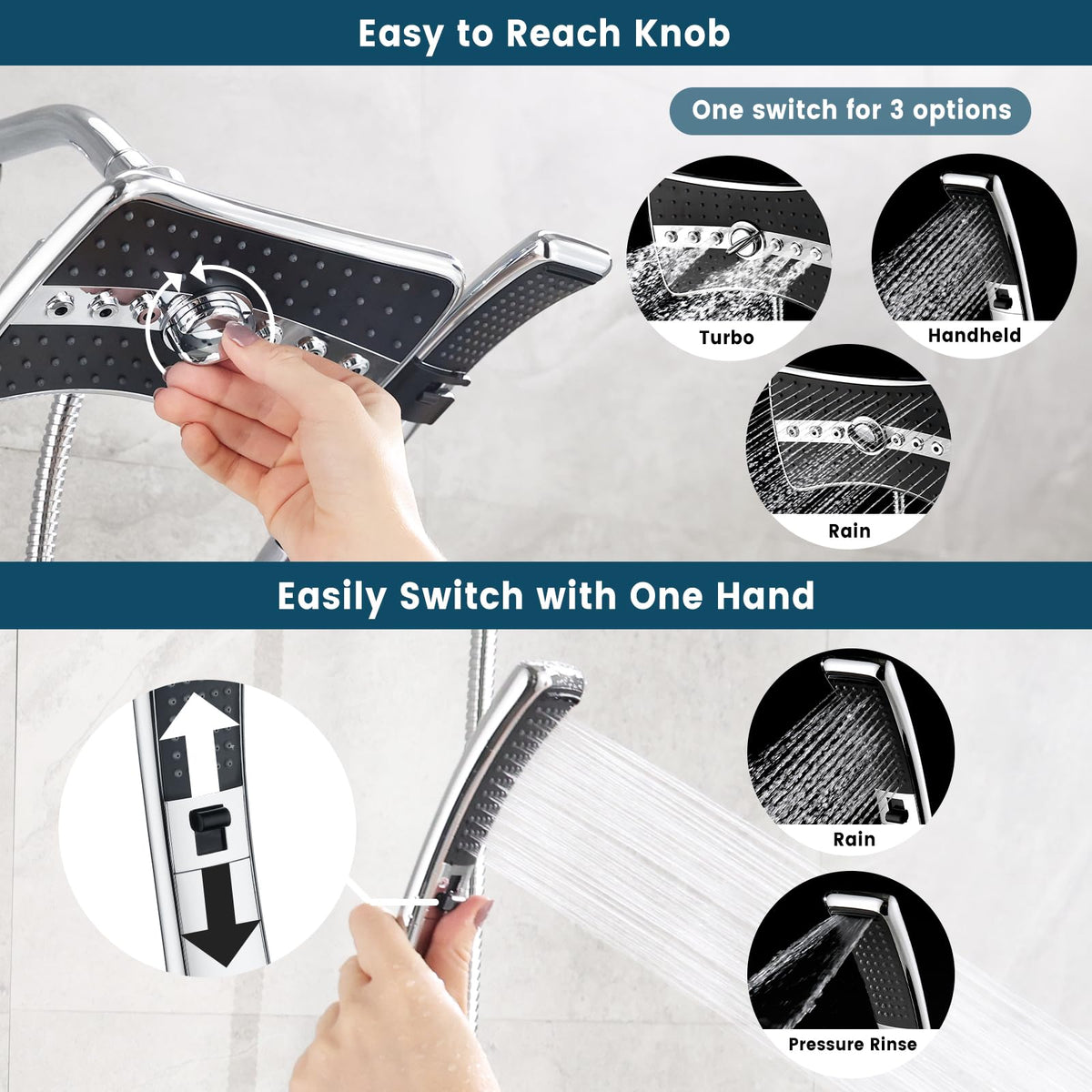 High Pressure Dual Shower Head Combo (Chrome / 2.5 Gallon Per Minute)