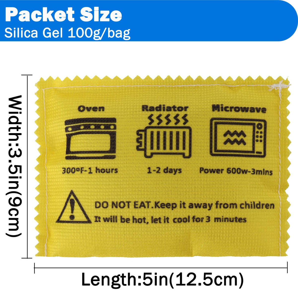 100g Rechargeable Desiccant Silica Gel Beads Pack Lab Desiccants Bag Rechargeable Moisture Absorbing for Storage Bins and Totes