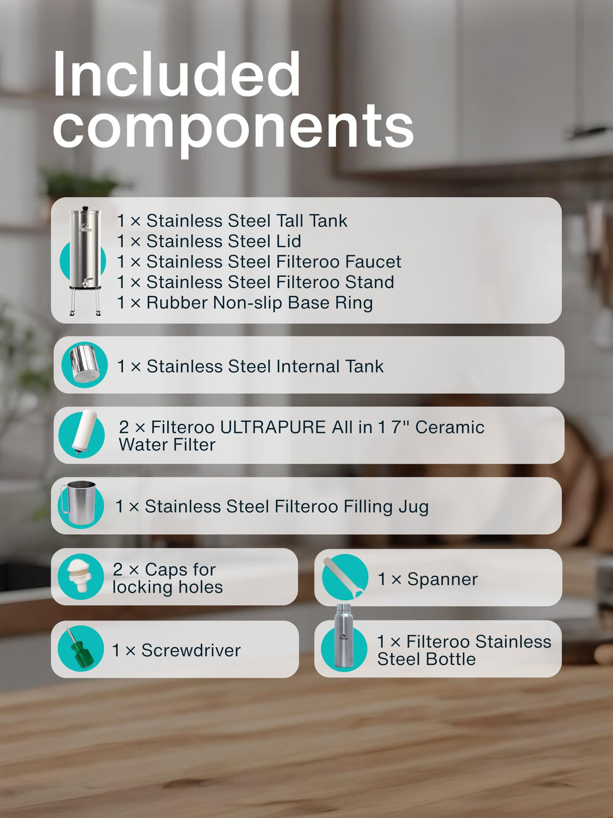 Countertop Gravity Water Filter System (Ceramic Cartridge / 16L)