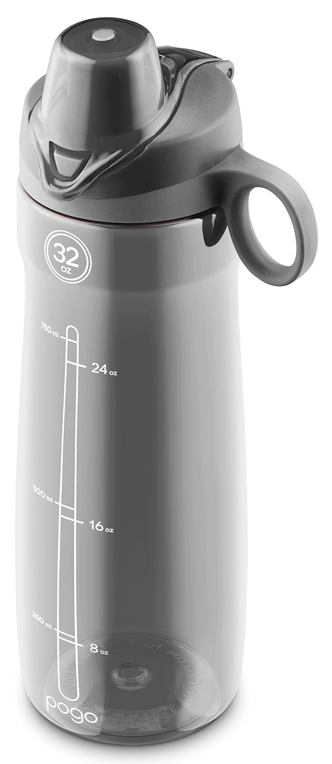 BPA Free Tritan Plastic Water Bottle with Chug Lid (Grey / 32 Ounces)