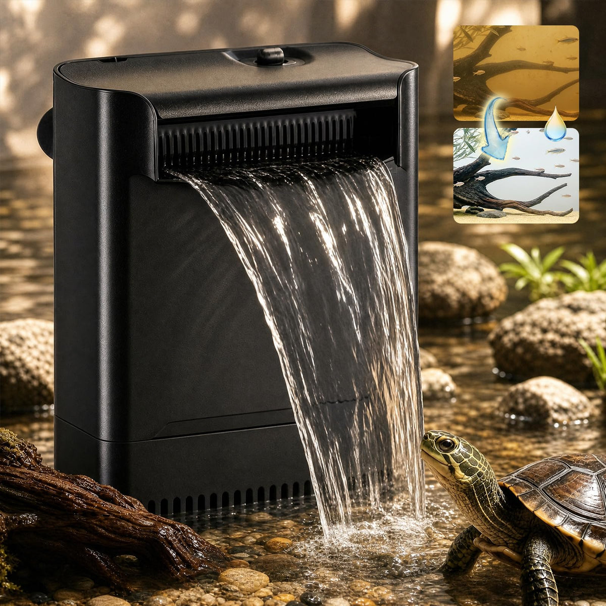 Turtle Tank Filter Aquarium Filter Power Adjustable 20 (Medium for 20-55 Gal)