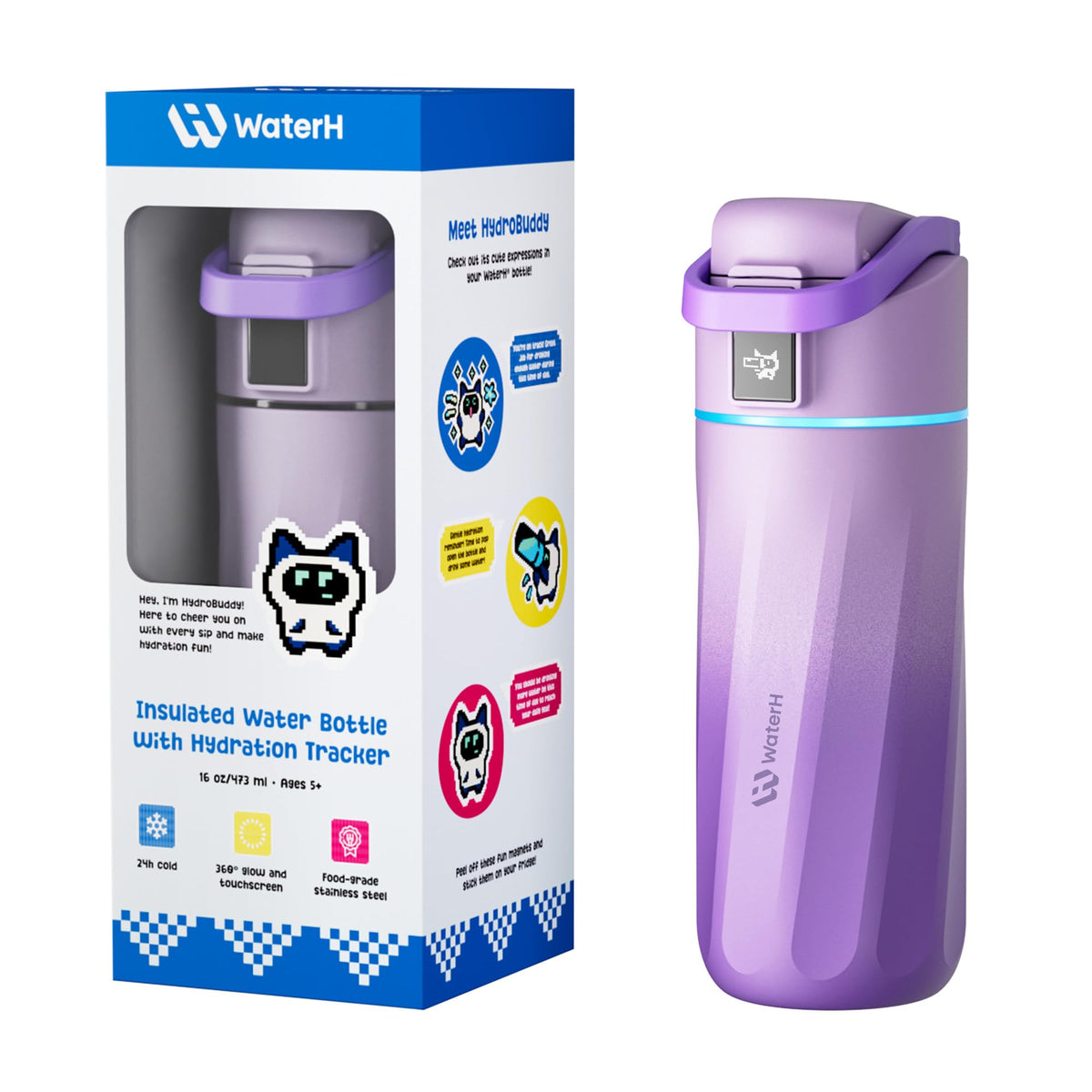 BOOST Kids Smart Water Bottle with Reminder and Tracker (Mauve)