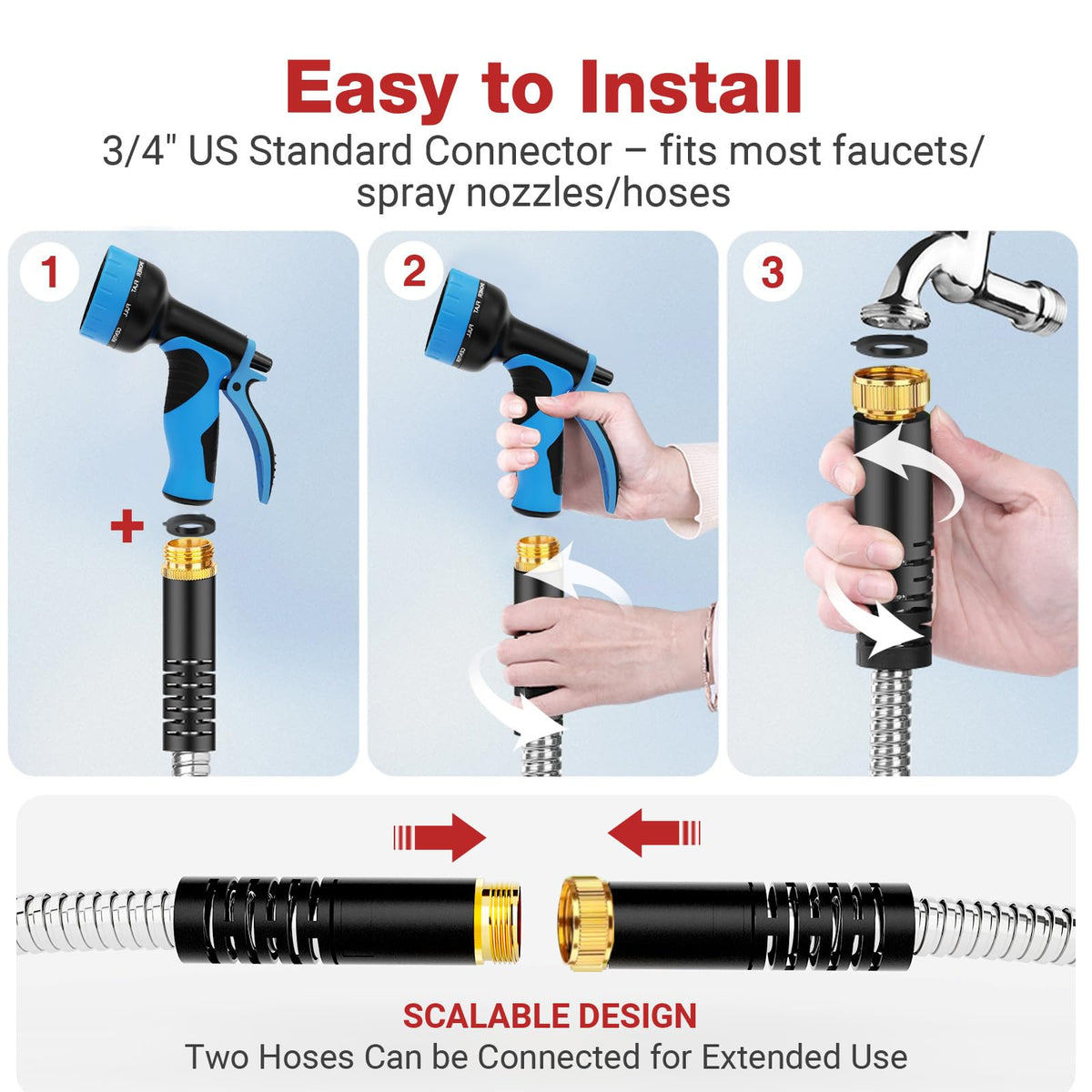 Garden Hose 75 FT (Silver / 75FT)